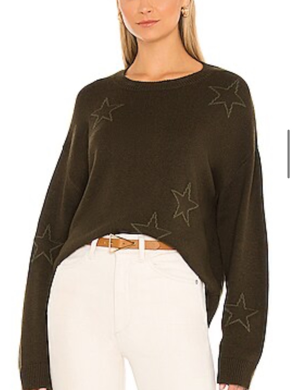 Rails Olive Green Star Crewneck Sweater